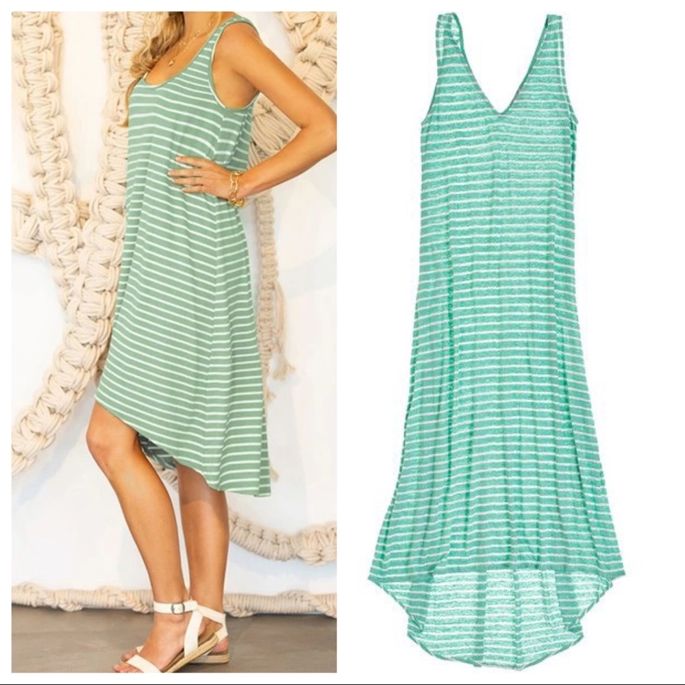Calypso St Barth Selbie Stripes Linen Hi-low Dress